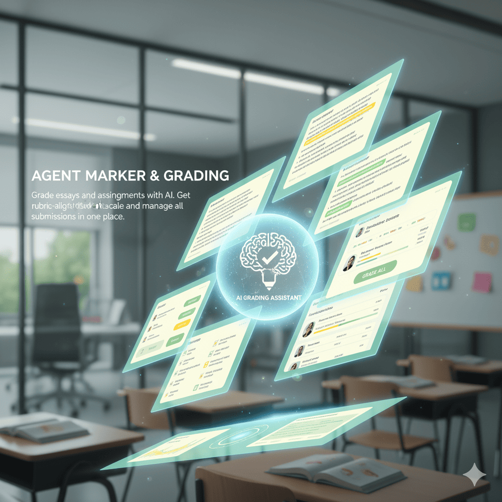 Agent Marker and Grading preview featuring rubrics and inline comments